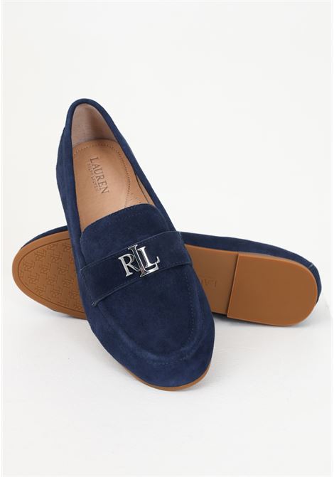 Blue suede loafers for men and women with LRL logo LAUREN RALPH LAUREN | 802946809002NAVY